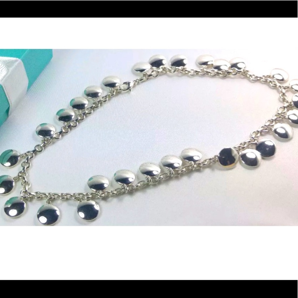 Tiffany & Co. Disc Necklace 16 Inch Pendant Dangle Charms Sterling Silver RARE